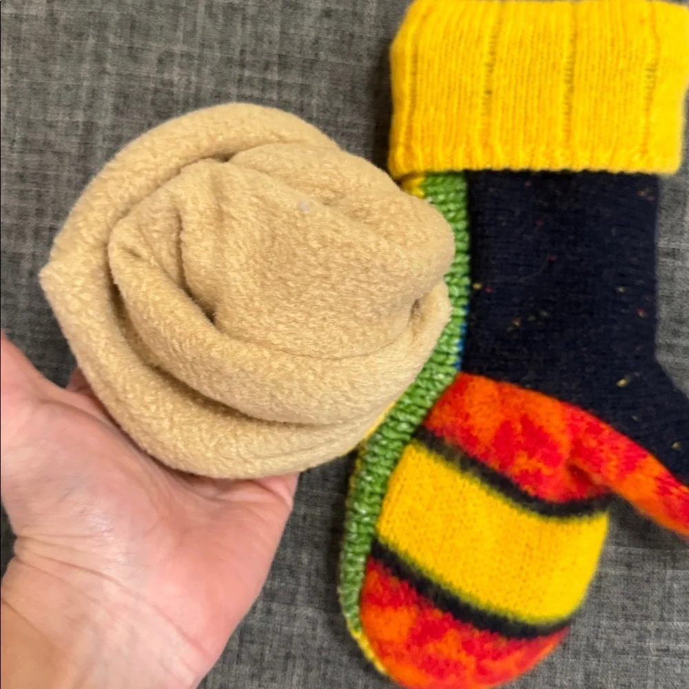Handmade Wool Fleece Lined Mittens One Size Colorful Fair Isle Ski